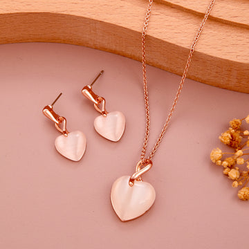 White Cherry Necklace Set (Rose Gold)