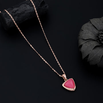 Blush Triangle Charm Necklace (Rose Gold)