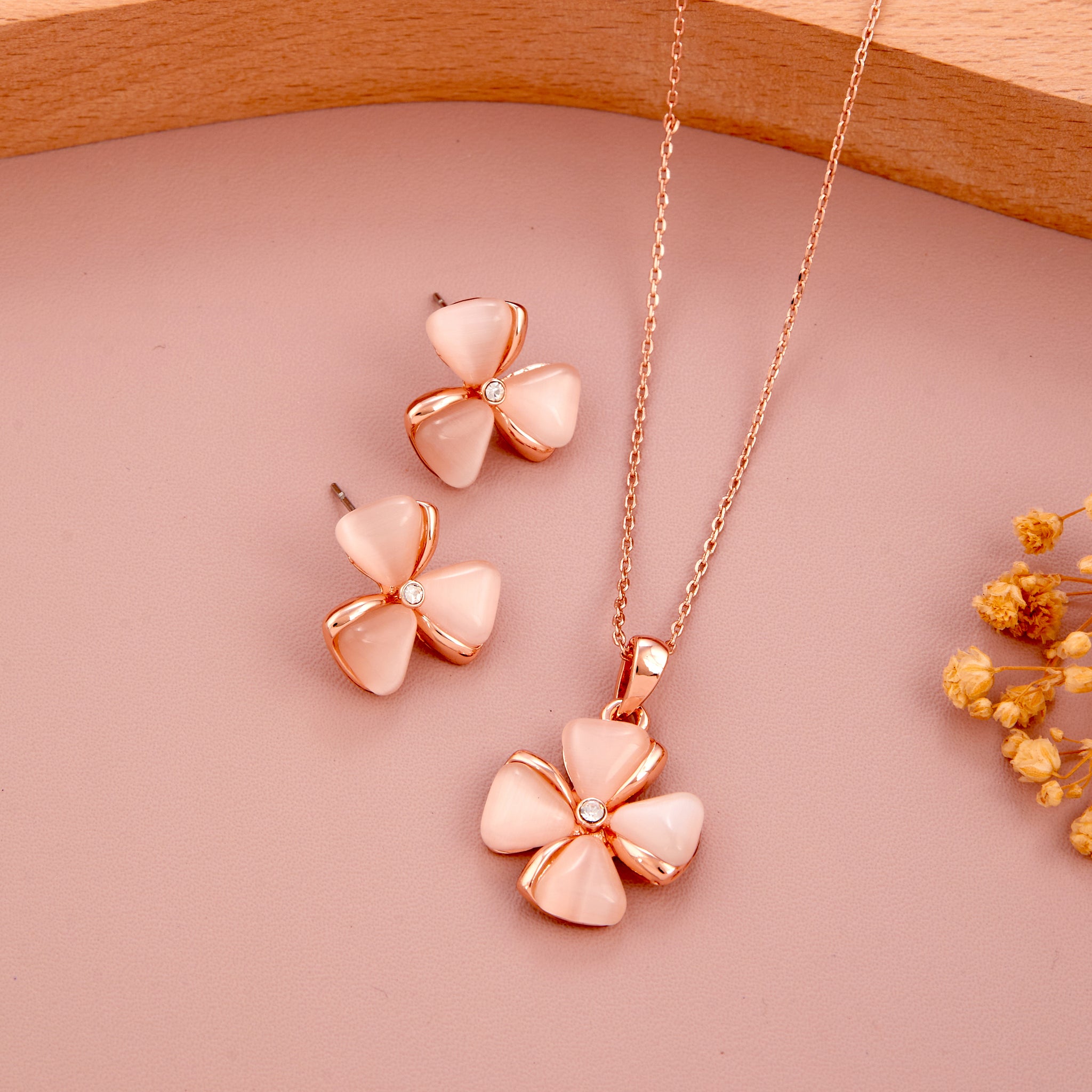 Floweret Luxe Necklace Set (Rose Gold)