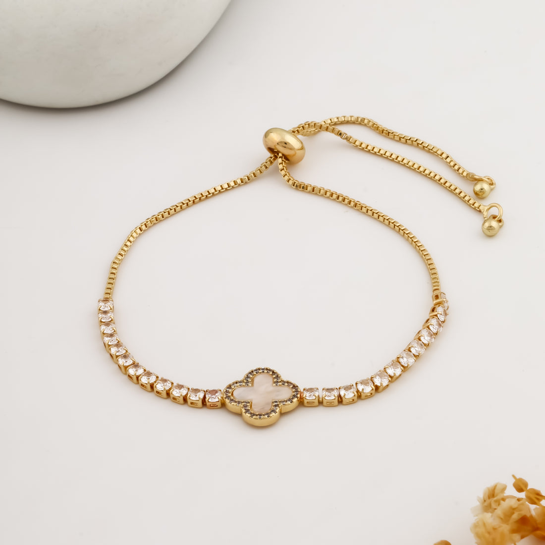 Aurora Clover Shine Bracelet (Yellow Gold)