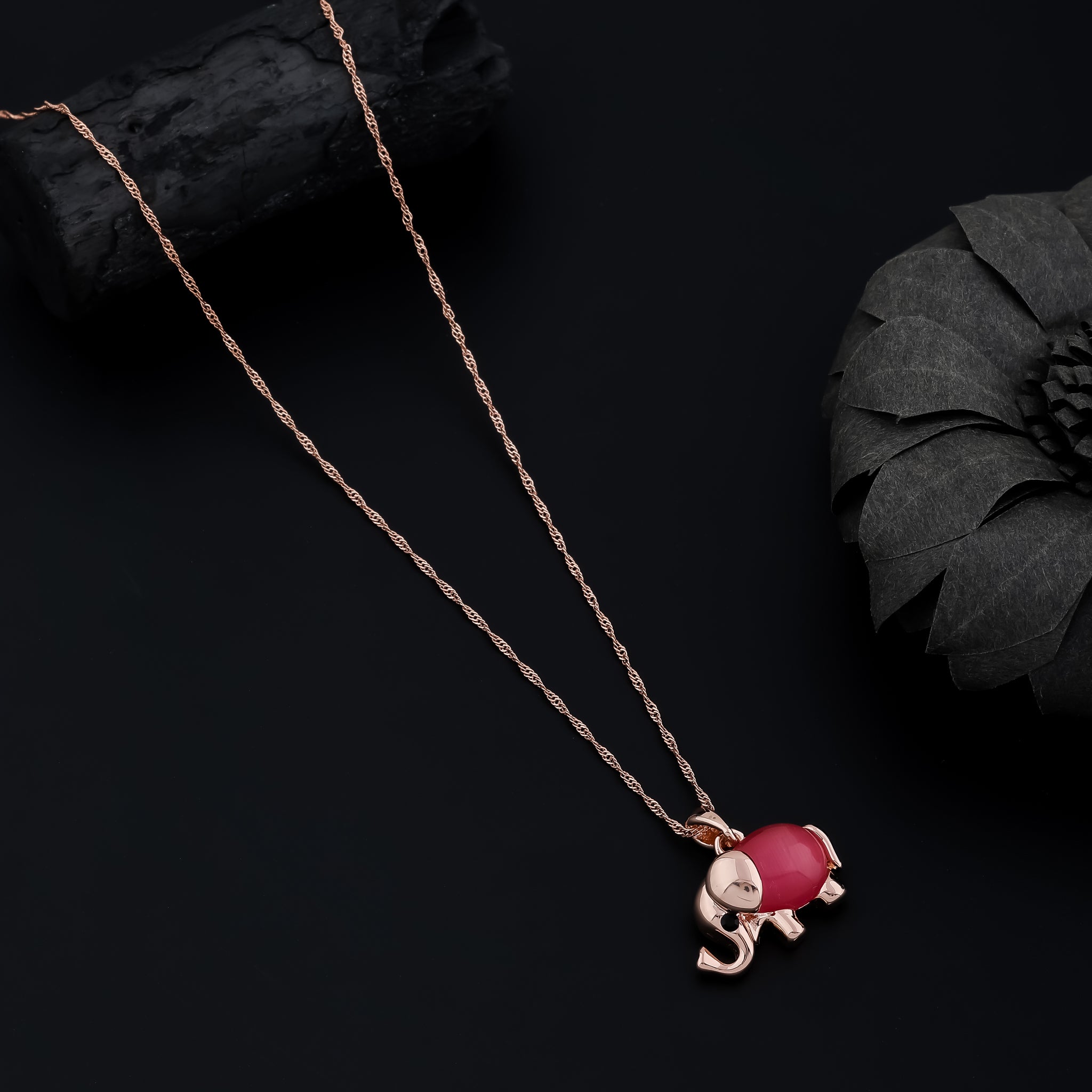 Emerald Drop Necklace (Rose Gold)