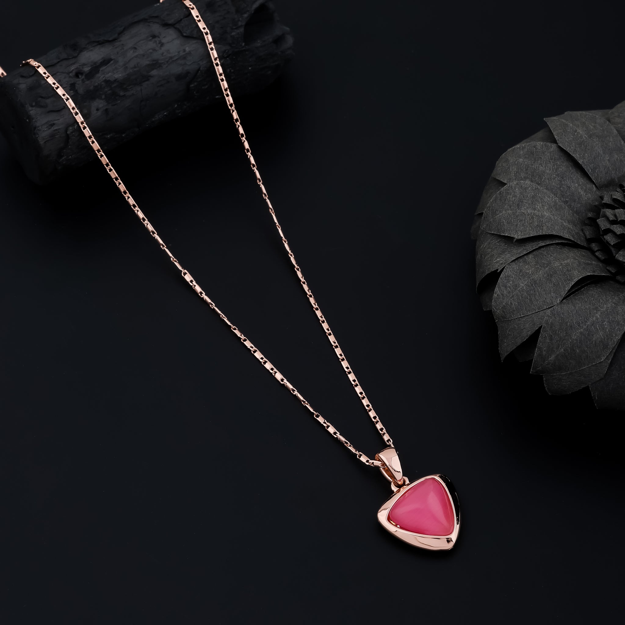 Blush Triangle Charm Necklace (Rose Gold)
