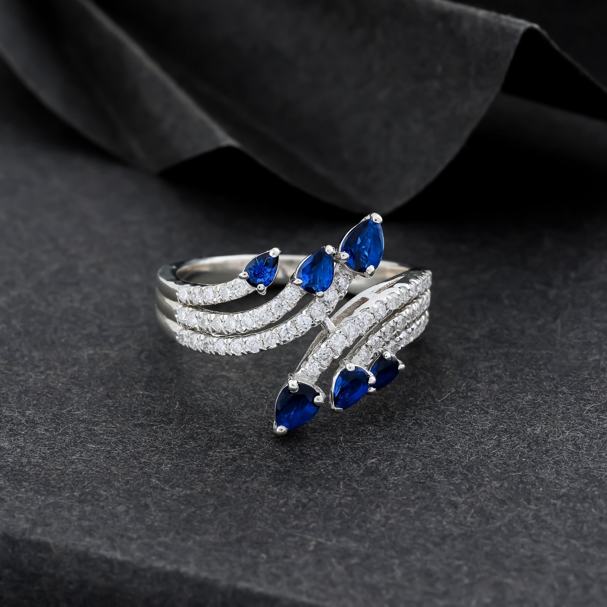 Sapphire Cascade Rings