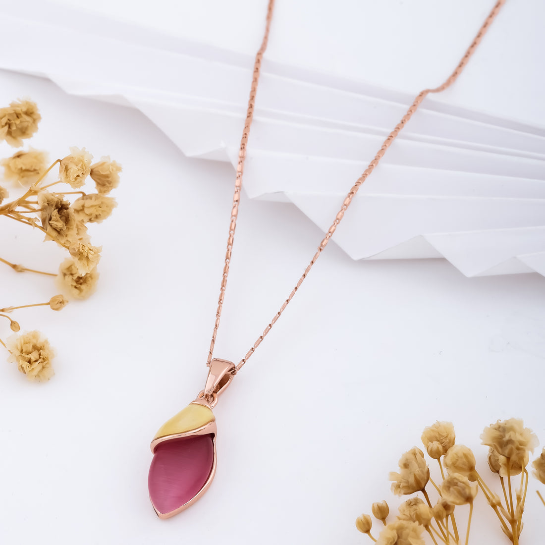 Blush Flame Necklace (Rose Gold)