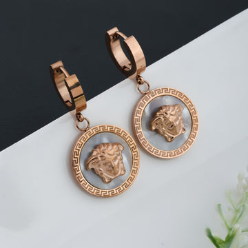 La Medusa Greca Hoop Earrings (Rose Gold)
