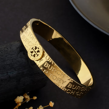 Designer Wordmark Hinge Bangle (Gold )