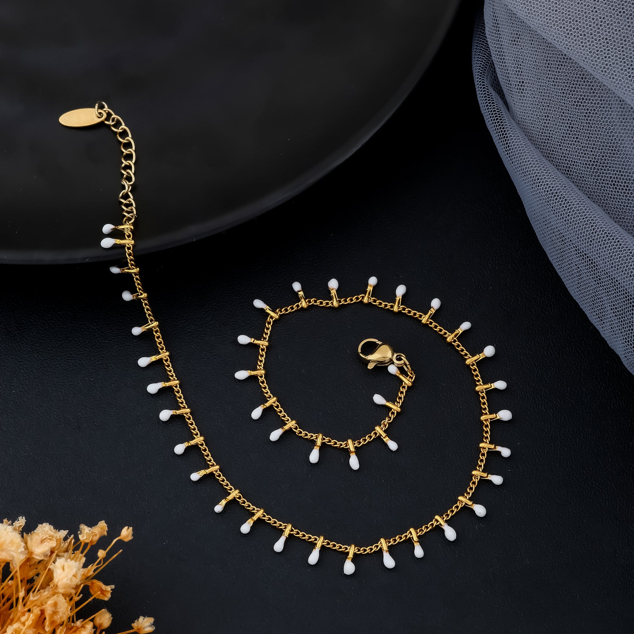 Pearl Rainfall Anklet
